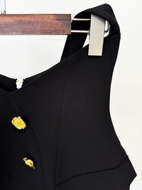 Black Star Rose Metal Buckle Halter Skirt Hip Skirt Set - Modestly Vogue 