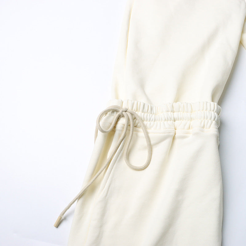 Neutral Draping Stitching Tied Drawstring Adjustable Slimming High Waist Straight Solid Color Casual Pants Women