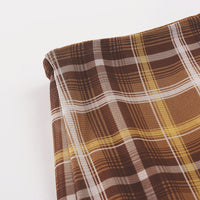 Retro Patchwork Plaid A line Long Skirt