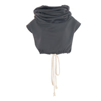 Women Clothing Autumn Winter Solid Color Casual Large Collar Sleeveless Contrast Color Drawstring Hooded Sweater Top