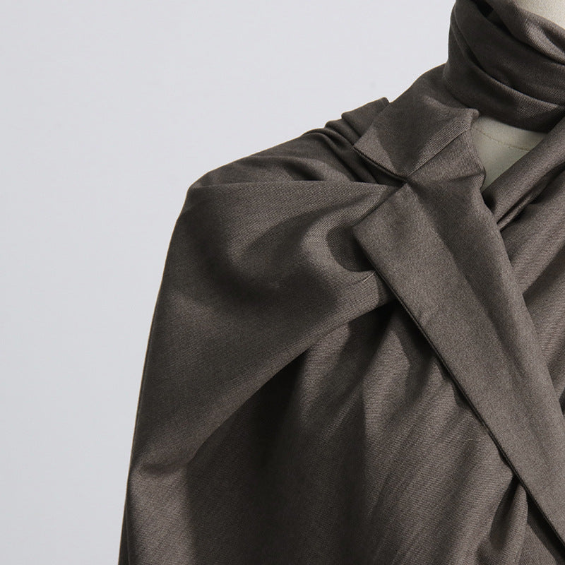 Elegant Cutout Scarf Blazer for Women – Slim Fit Style - Modestly Vogue 