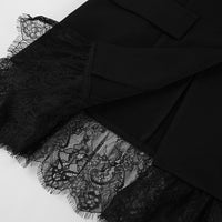 Women’s Black Lace Stitching Long Sleeve Office Blazer