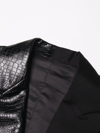 Crocodile Pattern Leather Stitching Blazer Fabric Vest Personalized Cut Stylish Adjustable Jacket - Modestly Vogue 