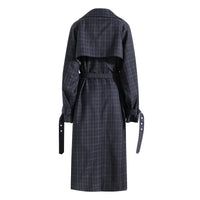British Plaid Trench Coat for Women with Waist Belt - Modestly Vogue 