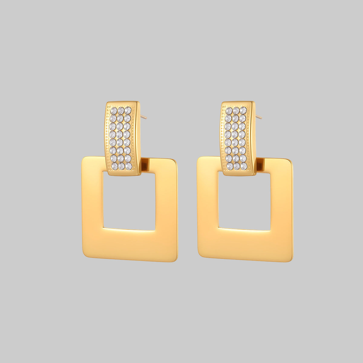 Geometric Abstract Diamond Square Stainless Steel Earrings