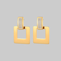 Geometric Abstract Diamond Square Stainless Steel Earrings