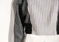 Women’s Asymmetric Knitted Varsity Jacket – Autumn Winter Coat