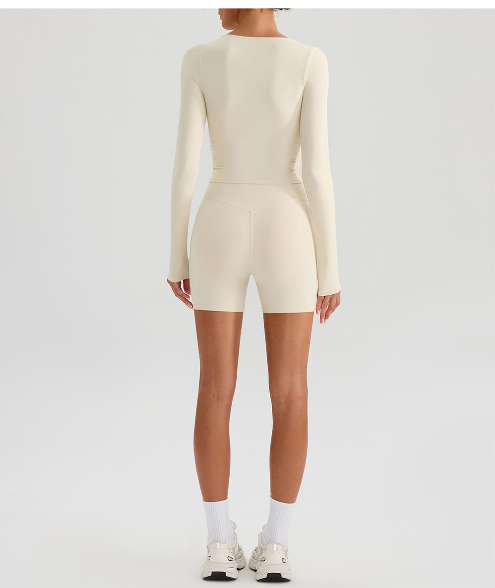 Deep V Plunge Neck Yoga Jacket – Cutout Beauty Back Fitness Outerwear