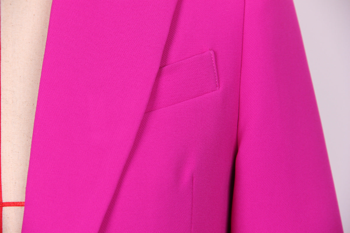 Red Wide Leg Tailored Elegant Pant Set Suit - Modestly Vogue 