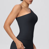 One Shoulder Slim Fit Workout Vest | Quick Drying Yoga Sports Top - Modestly Vogue 