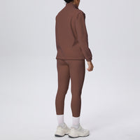 Women’s High Waist Yoga Suit with Long Sleeve Fleece Zipper Coat