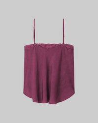Satin Solid Color Casual Loose Ruffled Stitching Camisole Top - Modestly Vogue 