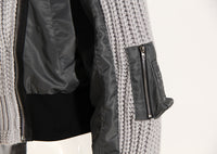 Women’s Asymmetric Knitted Varsity Jacket – Autumn Winter Coat