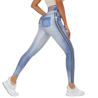 Digital Printing Denim Blue Yoga Pants Sports Leggings - Modestly Vogue 