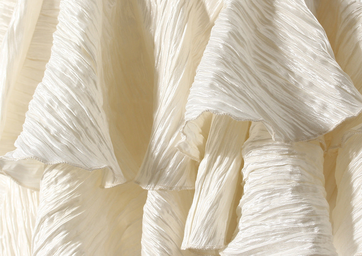 Pleated Floral Ruffled Dress – Asymmetric Retro Summer Style - Modestly Vogue 