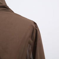 Earthtone Casual Lace up Waist Controlled Lightweight Hooded Simple Shirt Top for Women - Modestly Vogue 