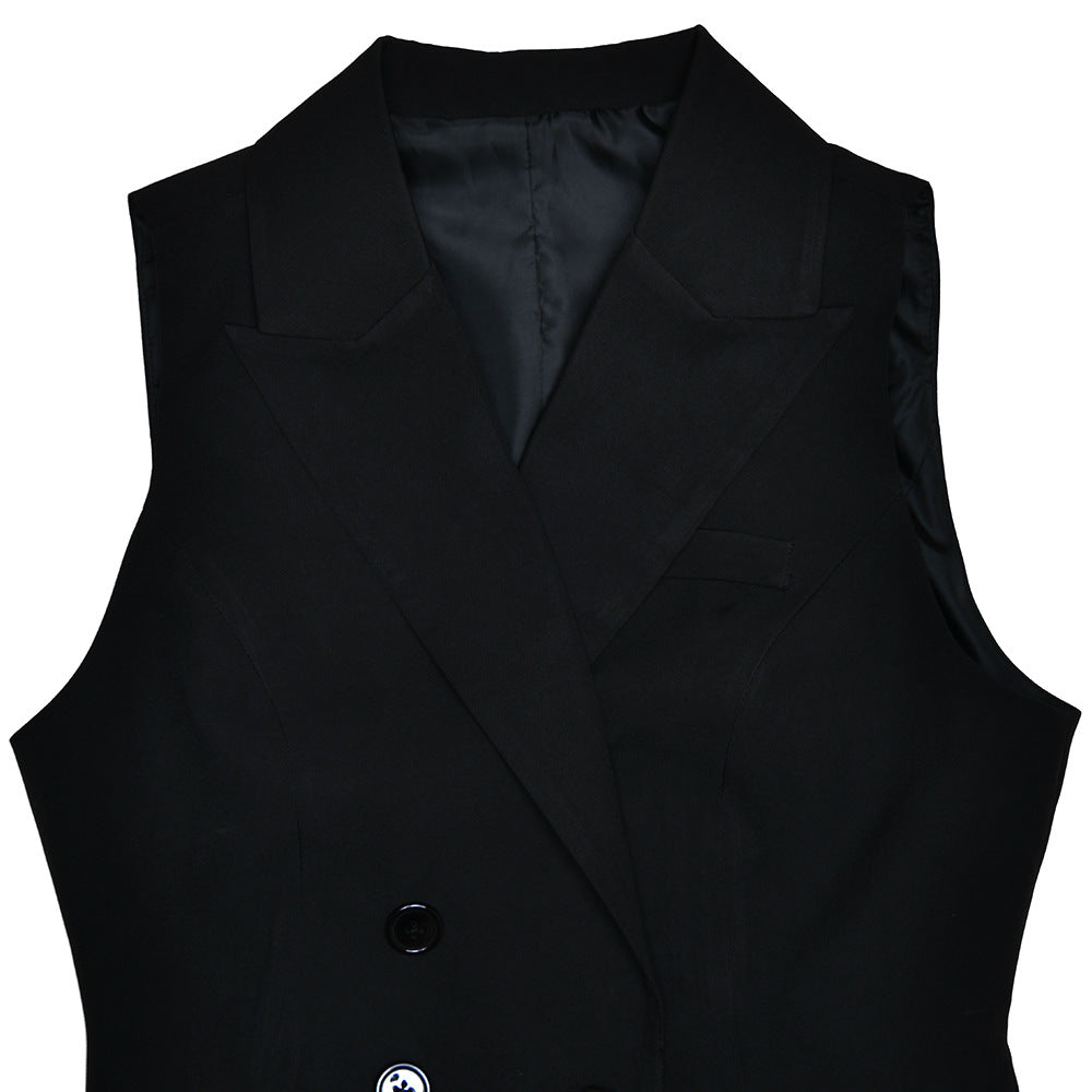 Neutral Autumn Elegant Maxi Skirt Sleeveless Vest Pleated Dress Two Piece Set - Modestly Vogue 