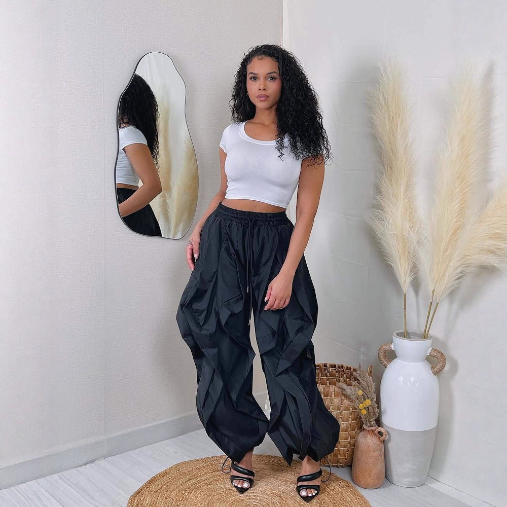 Taupe Ruffle Leg Ankle Banded Pants - Modestly Vogue 