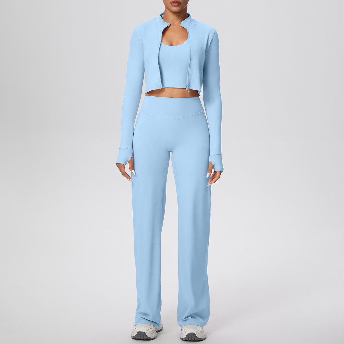 Women’s 3-Piece Sports Set | Zip Jacket, Halter Top & Pants