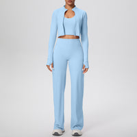 Women’s 3-Piece Sports Set | Zip Jacket, Halter Top & Pants