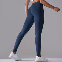 Seamless Knitted Yoga Pants Cross Waist Peach Hip Raise Yoga Pants - Modestly Vogue 