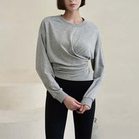 Women’s Short Cotton Lace-Up Yoga Fitness Sweater