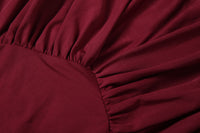 Elegant Pleated Waistline Slimming  V Neck Long Maxi Dress - Modestly Vogue 