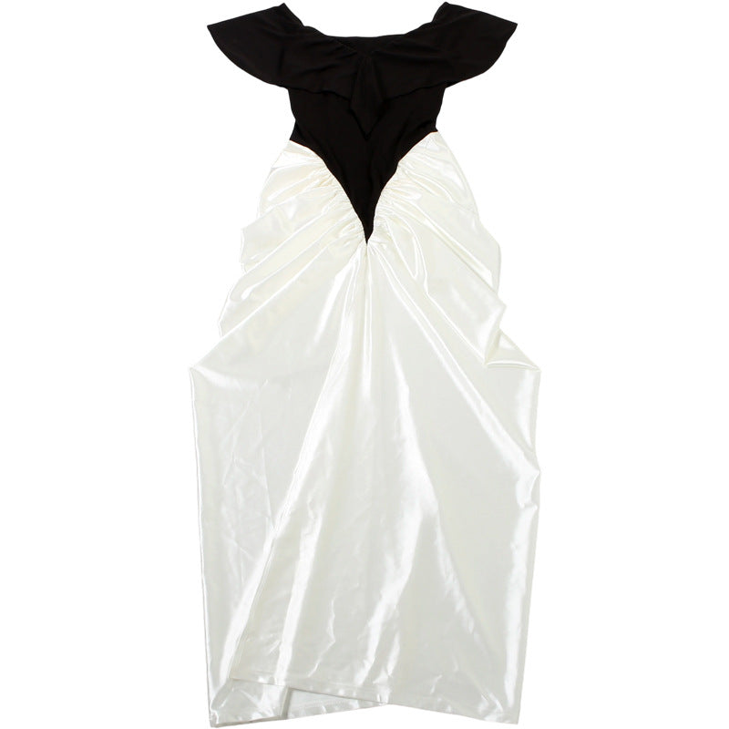 Elegant Off The Shoulder Ruched Waist Formal Holiday Dress - Modestly Vogue 