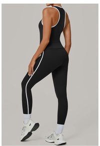 Sports Color Contrast Patchwork Tight Nude Feel Yoga Two Piece Sets Running Fitness Yoga Wear