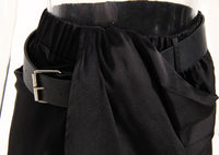 Dark Asymmetric Ruched Two Piece Outfit – Cropped Fall Set - Modestly Vogue 