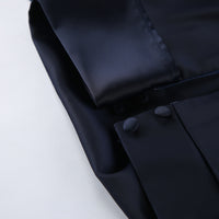 Autumn Winter Irregular Asymmetric Navy Blue Long-Sleeved Dress Women Slim Slimming Sheath - Modestly Vogue 