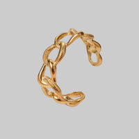 Gold Plated Open Ended Stainless Steel Textured Bracelet