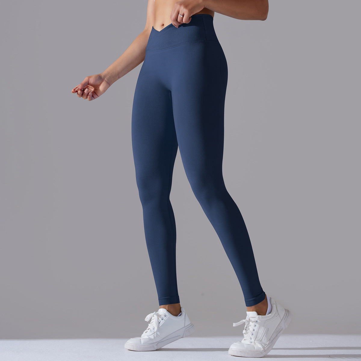 Seamless Knitted Yoga Pants Cross Waist Peach Hip Raise Yoga Pants - Modestly Vogue 