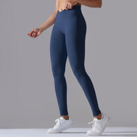 Seamless Knitted Yoga Pants Cross Waist Peach Hip Raise Yoga Pants - Modestly Vogue 