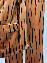 Autumn Winter Tiger Leather Print Blazer Long Sleeved Suit