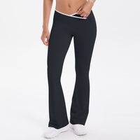 Nude Feel Yoga Pants Cross High Waist Wide Leg Bell Bottoms Women Sports Fitness Pants - Modestly Vogue 