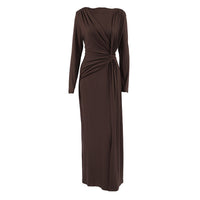 Elegant Ruched Twisted Maxi Bodycon Dress - Modestly Vogue 