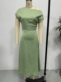 Women’s Satin Summer  Dress – Trendy Slim Fit - Modestly Vogue 