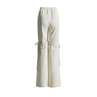 Neutral Draping Stitching Tied Drawstring Adjustable Slimming High Waist Straight Solid Color Casual Pants Women