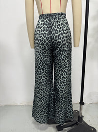 Women’s High Waist Leopard Print Satin Wide Leg Pants - Modestly Vogue 