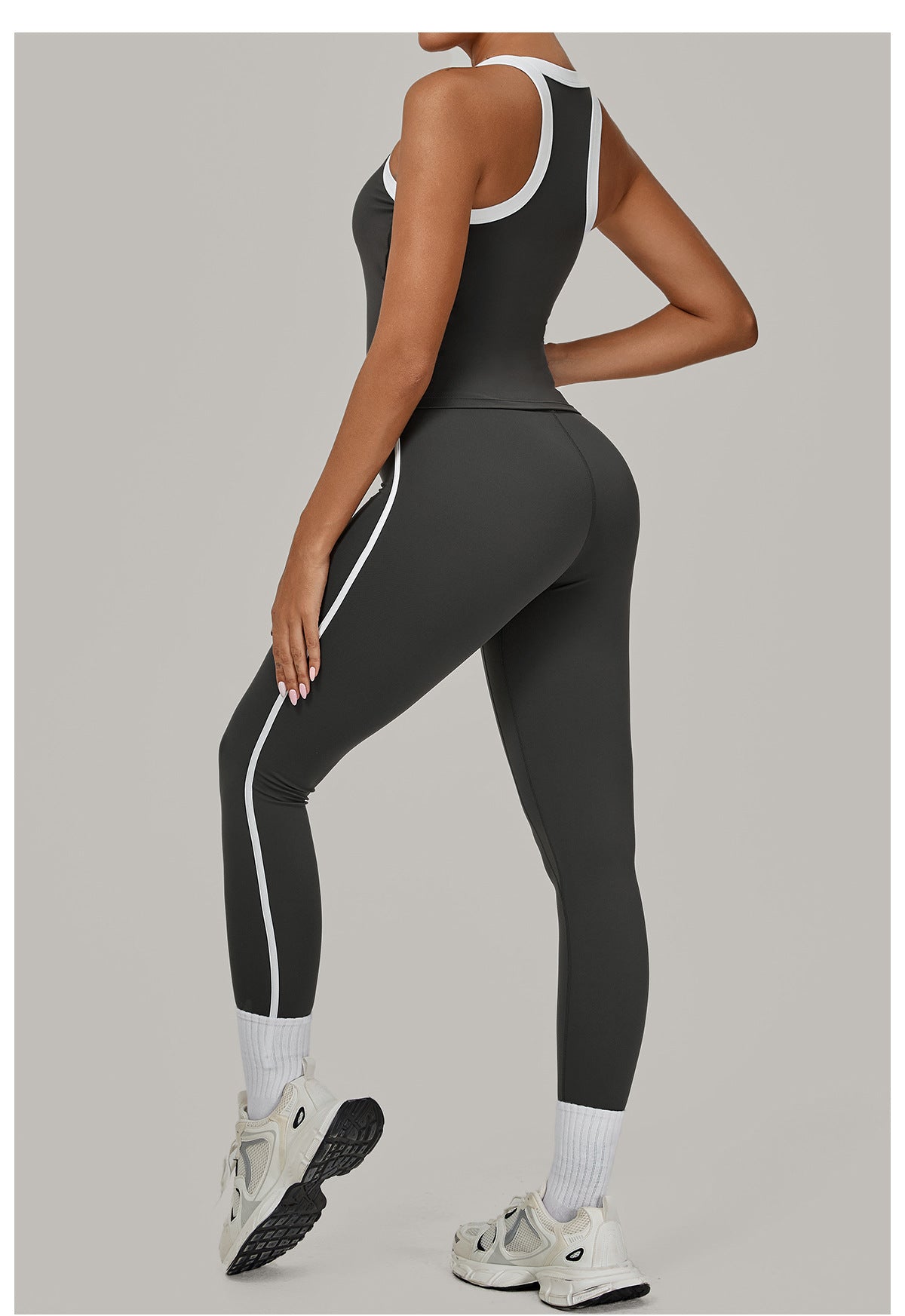 Contrast Color Binding Sports Suit Women Tight Nude Feel Yoga Clothes Sports Outdoor Fitness Two Piece Sets