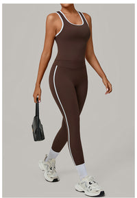 Sports Color Contrast Patchwork Tight Nude Feel Yoga Two Piece Sets Running Fitness Yoga Wear