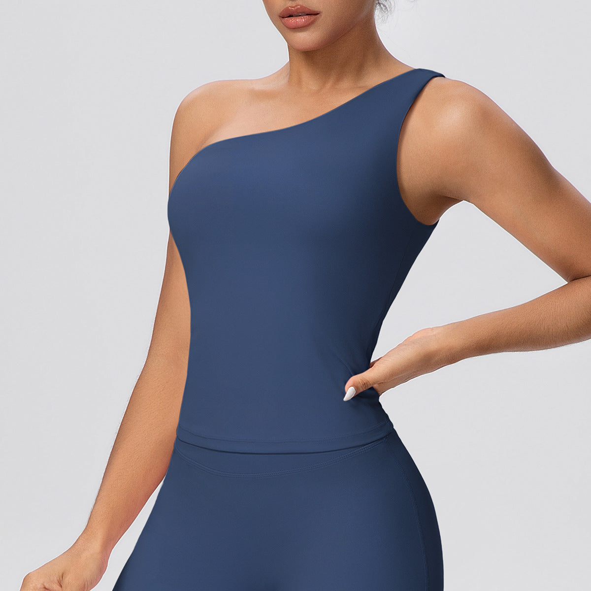 One Shoulder Slim Fit Workout Vest | Quick Drying Yoga Sports Top - Modestly Vogue 