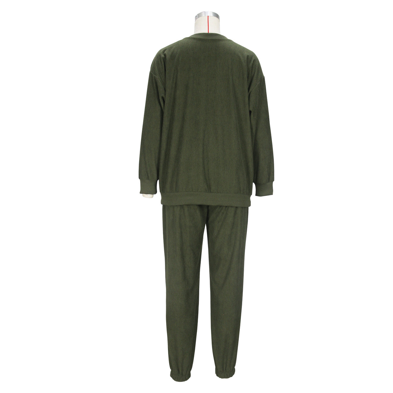 Spring Autumn Winter Women round Neck Long Sleeved Trousers Solid Color Casual Set - Modestly Vogue 