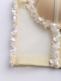 Sling Mesh Bra Outer Wear Body Shaping Boning Corset Sling Crystal Tube Top - Modestly Vogue 