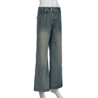 Distressed Split Pocket Jeans Low Waist Wide Leg Jeans - Modestly Vogue 