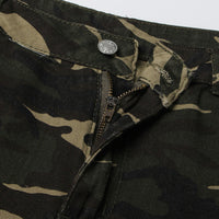 Earthtone High Street Retro Denim Camouflage Pants - Multi Pocket Workwear for Women