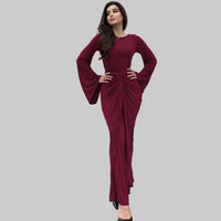 Women Clothing Autumn Pleated Waist Tight Lace up Long Sleeve Dress Women - Modestly Vogue 