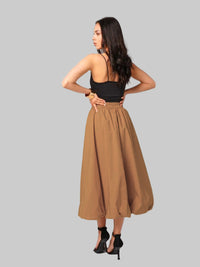 Khaki Balloon Skirt Russian Chic Spring Midi Dress