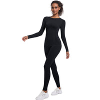 Seamless Knitted Outdoor Cycling Clothing Sports Yoga Long Sleeve Shapewear Ski Sports Sets - Modestly Vogue 